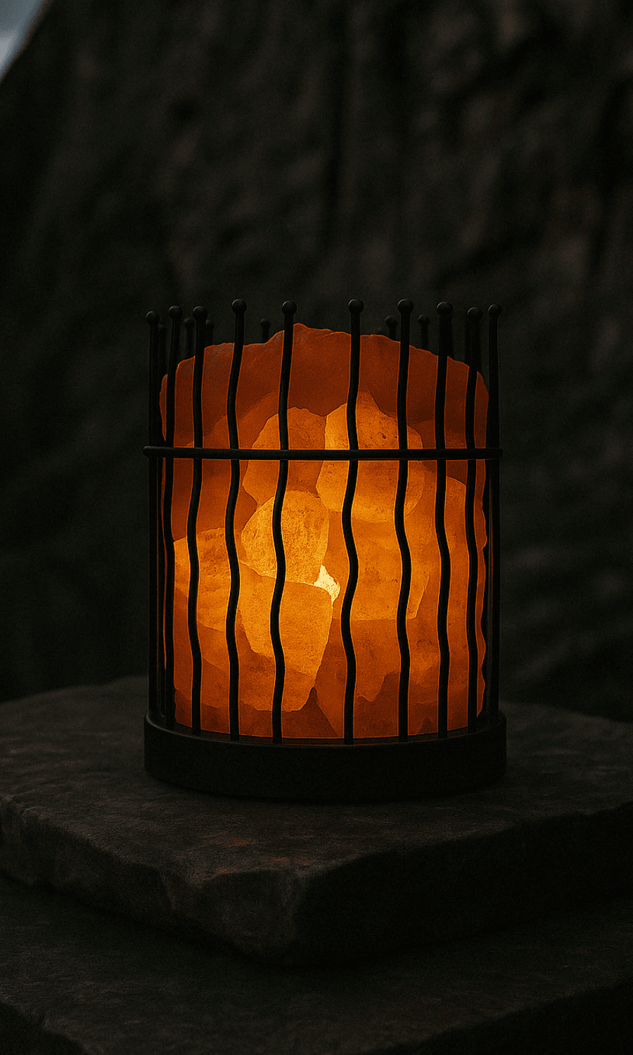 Lampe pierre de sel - Cage d'acier